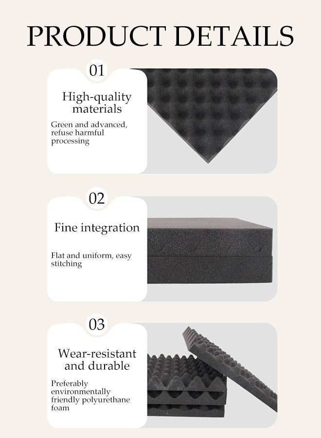 DUNISO 24 Pieces Of Sound-Absorbing Foam,Acoustic Panels,Sound Insulation Board, 2X30X30cm, Fast Recovery Sound-Absorbing Board, Home Studio, High-Density Flame-Retardant Sound Insulation Wall Board, Thickened, Egg Sound Insulation Cotton, Wall, Bedroom, Piano Room, Ktv, Indoor - Image 4